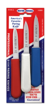 S104-3RWC Sani-Safe Parer Paring Knife 3-pk. of S104 parers in red, white & blue EACH