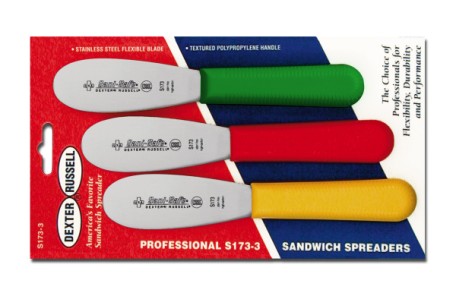 S173-3RYG Sani-Safe sandwich Spreaders 3-pack spreaders in red, yellow, green EACH