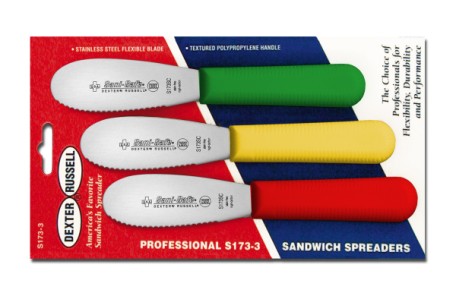 S173SC-3RYG Sani-Safe sandwich Spreaders 3-pk scall. spreaders in red, yellow, green EACH