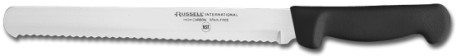 P94804B Russell International Slicer Slicing Knife 10" scalloped slicer, black handle EACH